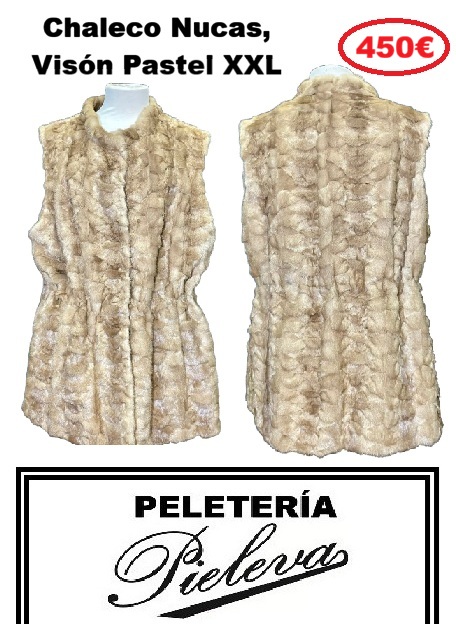 Chaleco de Nucas de Visón Pastel - Talla XXL (Cierre Cordonero)